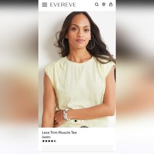 Yellow Sundry lace trim tee Evereve Cotton Natural Soft